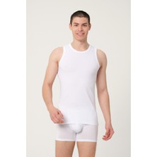 Fsm1453 Erkek Pamuklu Süprem Penye Slim Fit Bisklet Yaka Kolsuz Likralı Atlet 6'lı - 1016