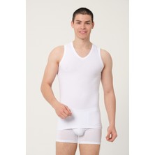 Fsm1453 Erkek Pamuklu Süprem Penye Slim Fit V-Yaka Kolsuz Likralı Atlet 2'li - 1017