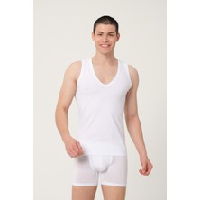 Fsm1453 Erkek Pamuklu Süprem Penye Slim Fit Derin V-Yaka Kolsuz Likralı Üst 2'li -1018