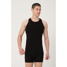 Fsm1453 Erkek Pamuklu Süprem Penye Slim Fit Halter Yaka Sporcu Likralı Atlet 2'li - 1004
