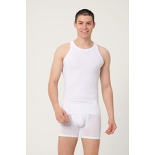Fsm1453 Erkek Pamuklu Süprem Penye Slim Fit Halter Yaka Sporcu Likralı Atlet 2'li - 1005