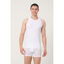 Fsm1453 Erkek Pamuklu Süprem Penye Slim Fit Halter Yaka Sporcu Likralı Atlet 2'li - 1004