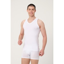 Fsm1453 Erkek Pamuklu Süprem Penye Slim Fit V-Yaka Sporcu Likralı Atlet 2'li - 1008