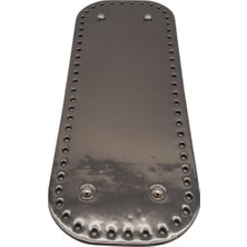 Angel Çanta Aksesuar Parlak Rugan Deri 32X12 cm Dikdörtgen Çanta Tabanı Antrasit Renk Gümüş Metalli