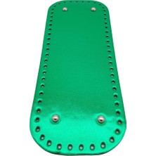 Angel Çanta Aksesuar Parlak Rugan Deri 32X12 cm Dikdörtgen Çanta Tabanı Yeşil Renk Gümüş Metalli