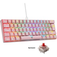 Blueforce Majesty 62 Tuşlu Rgb Mini Gaming Oyuncu Mekanik Klavye Red Switch Pembe