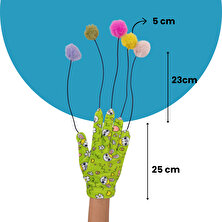 Miyav Sihirli Eldiven Ponponlu ve Elastik Kedi Oltası Ses Çıkaran Ipli Kedi Oyuncağı