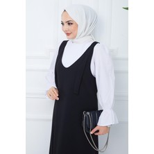Hafsa Mina Nehir Örme Jile Elbise Siyah HM2389
