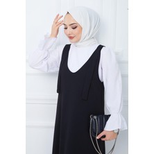 Hafsa Mina Nehir Örme Jile Elbise Siyah HM2389