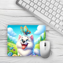 Moddy Store Doğa Manzaralı Neşeli Köpek Tasarımlı Baskılı Kaydırmaz Taban 18X22 cm Mouse Pad