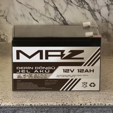 Maz Akü 12 Volt 12 Amper (Ah) Derin Döngü Jel Akü Max Performans