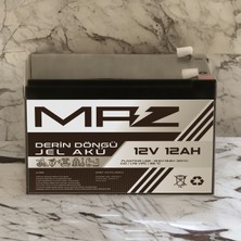 Maz Akü 12 Volt 12 Amper (Ah) Derin Döngü Jel Akü Max Performans