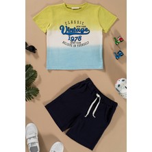 For You Kids Batik Baskılı Su Yeşili Tshirt Şort Takım