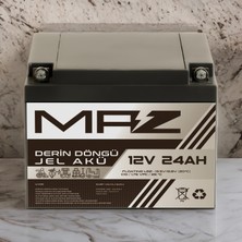 Maz Akü 12 Volt 24 Amper (Ah)  Derin Döngü Jel Akü Max Performans