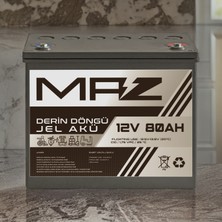 Maz Akü 12 Volt 80 Amper (Ah) Derin Döngü Jel Akü Max Performans