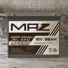 Maz Akü 12 Volt 90 Amper (Ah) Derin Döngü Jel Akü Max Performans