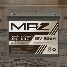 Maz Akü 12 Volt 90 Amper (Ah) Derin Döngü Jel Akü Max Performans