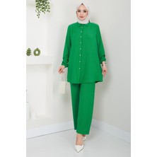 Hafsa Mina Bürümcük Gömlekli Takım Yeşil HM2394