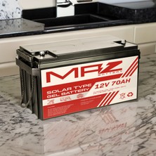 Maz Akü 12 Volt 70 Amper Solar Jel Akü 12V 70AH (Yeni Üretim)
