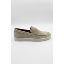 İmza Bej %100 Deri Süet Bağcıksız Casual Ayakkabı 1033240166