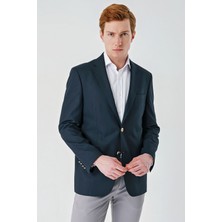 İmza Lacivert Gabardin Mono Yaka Tek Yırtmaç 6 Drop Comfort Fit Rahat Kesim Basic Ceket 1002240006