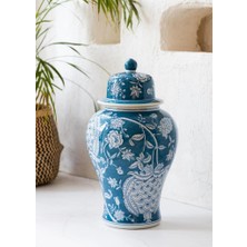 The Mia Bleu Blanc Dekoratif Kapaklı Küp 29X29X52CM