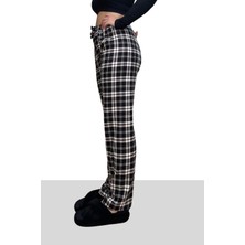 Yakamel Kadın Kareli Pamuklu Ekose Desenli Pijama Altı