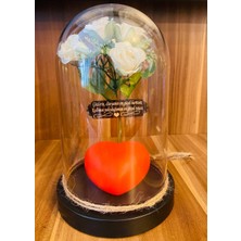 MYK Hediye ve Sanat Atölyesi Çiçekli Buket Fanus Sevgiliye Hediye Kalp Işıklı Hediyelikler