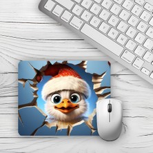 Moddy Store 3D Yılbaşı Şapkalı Ördek Tasarımlı Baskılı Kaydırmaz Taban 18X22 cm Mouse Pad