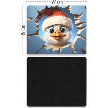 Moddy Store 3D Yılbaşı Şapkalı Ördek Tasarımlı Baskılı Kaydırmaz Taban 18X22 cm Mouse Pad