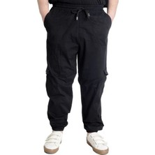 Superxl Büyük Beden Erkek Keten Kargo Jogger Valencia 21911 Siyah