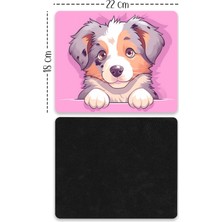 Moddy Store Pembe Fonlu Renkli Köpek Tasarımlı Baskılı Kaydırmaz Taban 18X22 cm Mouse Pad