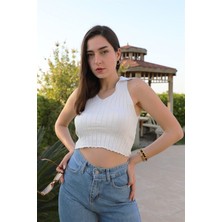 Atlet V Polo Yaka - Beyaz