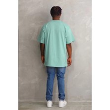 Tarz Yeri Unisex Baskılı Oversize T-Shirt - Mint Yeşili