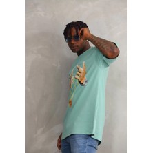 Tarz Yeri Unisex Baskılı Oversize T-Shirt - Mint Yeşili