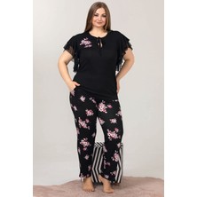 Jenny Daphne Lady Büyük Beden Kısa Kollu Uzun Pijama Takımı 10852