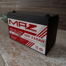 Maz Akü 12 Volt 110 Amper Solar Jel Akü 12V 110AH (Yeni Üretim)
