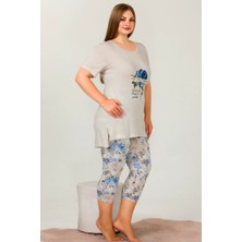 Jenny Daphne Lady Büyük Beden Kısa Kollu Kapri Pijama Takımı 10664