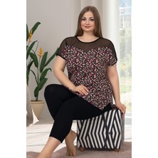 Jenny Daphne Lady Kısa Kollu Büyük Beden Kapri Pijama Takımı 10634