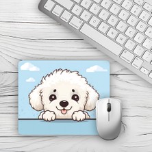 Moddy Store Gökyüzü Temalı Neşeli Köpek Tasarımlı Baskılı Kaydırmaz Taban 18X22 cm Mouse Pad