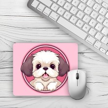 Moddy Store Pembe Fonlu Kızgın Köpek Tasarımlı Baskılı Kaydırmaz Taban 18X22 cm Mouse Pad