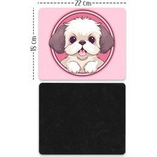 Moddy Store Pembe Fonlu Kızgın Köpek Tasarımlı Baskılı Kaydırmaz Taban 18X22 cm Mouse Pad