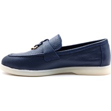 Sovenso SV040  Deri Kadın Günlük Lacivert Loafer Ayakkabı