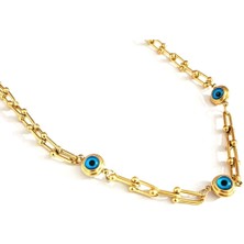 Hg.Aksesuar Kadın Nazar Boncuklu Çelik Kolye