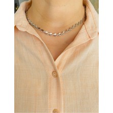 Xesha Gümüş Kaplama Kolye Gümüş Renk Kadın Zincir Kolye