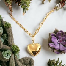 Hg.Aksesuar Kadın Kalp Detaylı Çelik Kolye