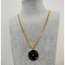 Hg.Aksesuar Kadın Yonca Detaylı Çelik Kolye