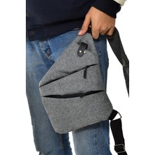 Tuldar Unisex Gri Heybe Keten Kumaş Umre Hac Günlük Çapraz Göğüs Ve Omuz Çantası tul512