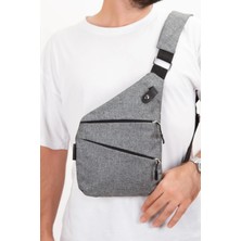 Tuldar Unisex Gri Heybe Keten Kumaş Umre Hac Günlük Çapraz Göğüs Ve Omuz Çantası tul512