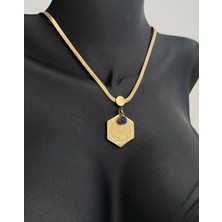 Hg.Aksesuar Kadın Nazar Boncuklu Tuğralı Çelik Kolye